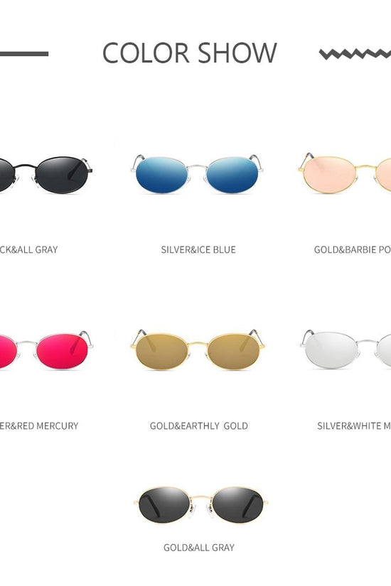 Fashion Women Sunglasses Famous Oval Sun Glasses Luxury Brand Metal Round Frames Black Small Cheap Eyewear
