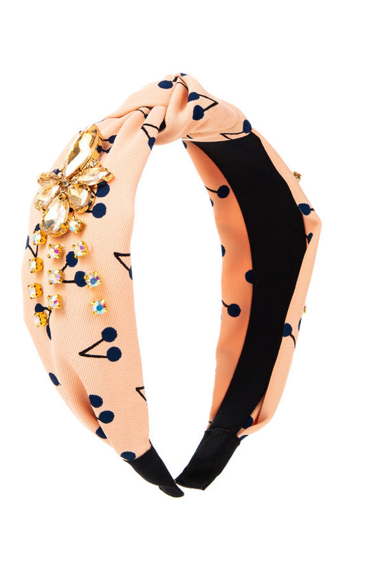 Cherry Print Mid-knot Headband Temperament Wild Headwear
