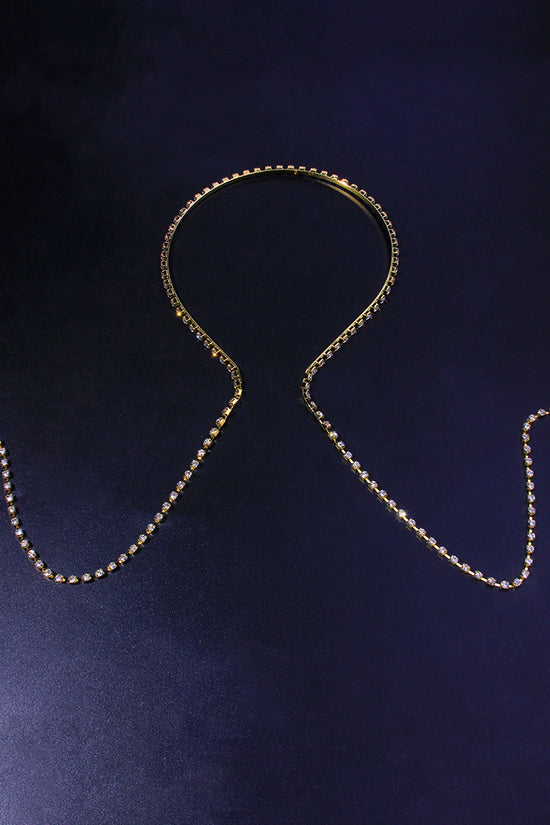European And American Hot-selling Single-chain With Diamond Headband, Temperament And Personality, Back-hung Hairpin, Simple And Full-drilled Headwear Headwear