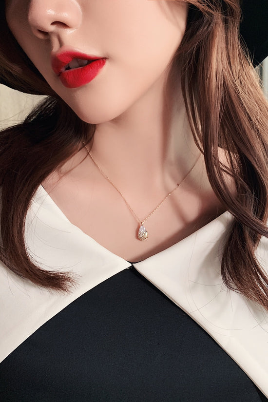Crystal Water Drop Pendant Necklace Women's Fine Jewelry Adjustable Short Accessories Jewelry Gift