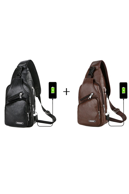USB Portable Charging Chest Bag Messenger Bag