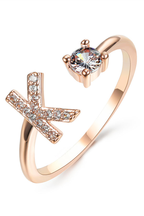 New Design Adjustable 26 Initial Letter Ring Fashion Jewelry For Women Simple Elegant Jewelry