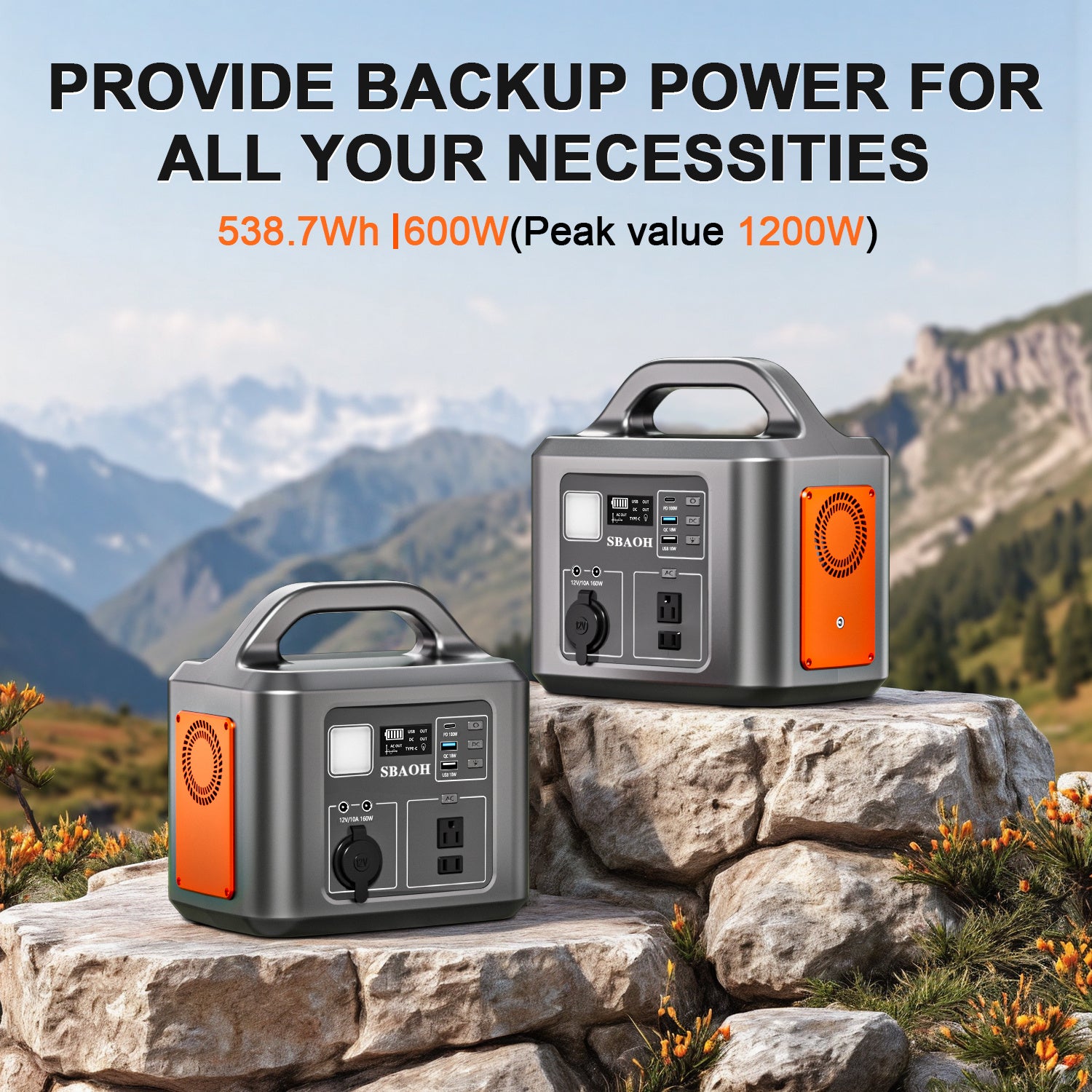 600W Portable Power Station,538.7Wh 145600mAh Solar Generator For Outdoor Camping, Home Backup,Power Outages ,No Solar Panel