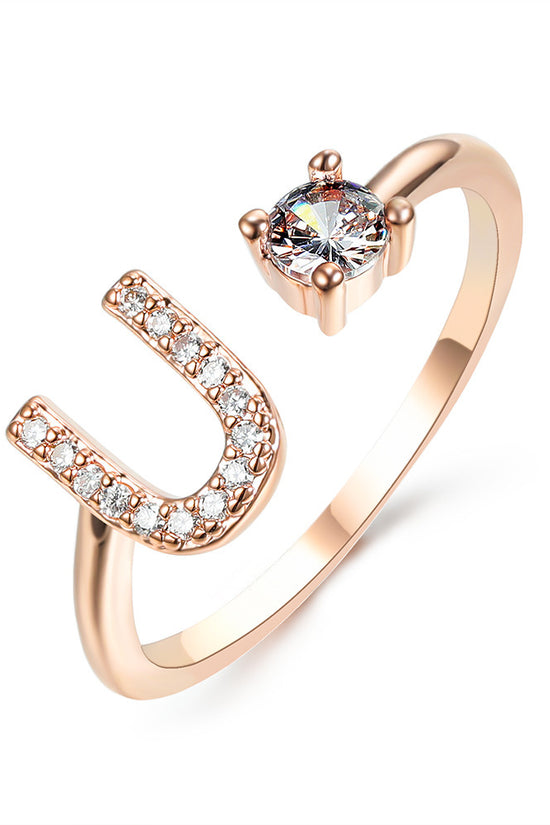 New Design Adjustable 26 Initial Letter Ring Fashion Jewelry For Women Simple Elegant Jewelry