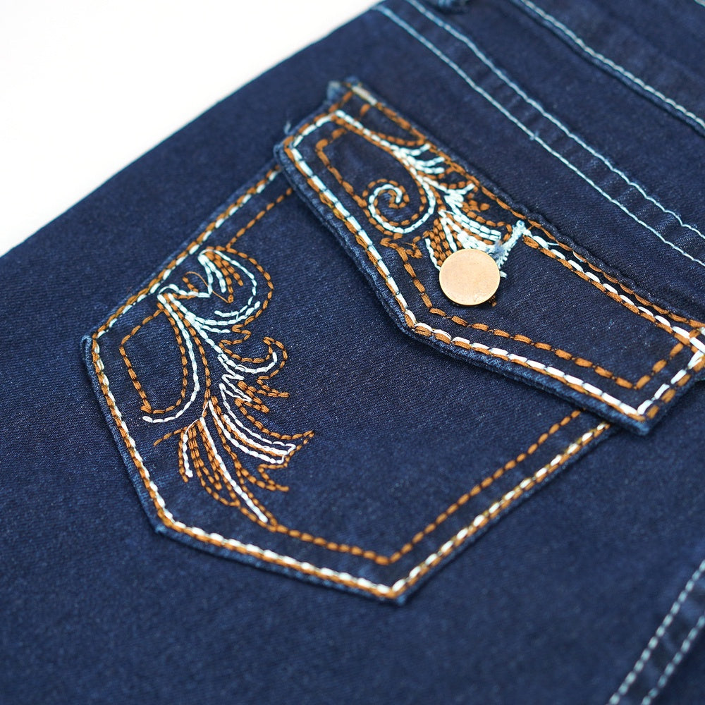 Sculpt Your Curves With Our Butt-Lifting Bootcut Jeans Our Mid-Rise Bootcut Features Intricate Statement Embroidery Down The Leg And On The Pockets.