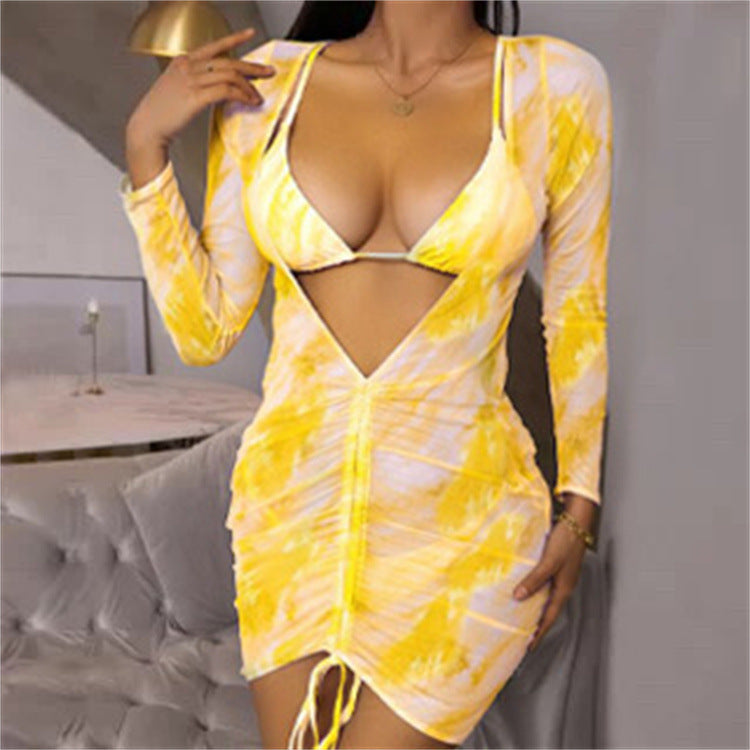 European And American Tie-dye Mesh Bikini