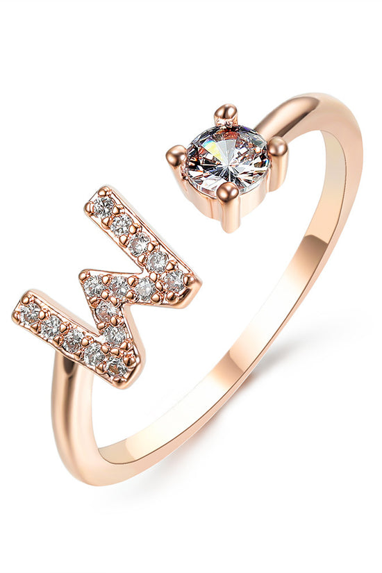New Design Adjustable 26 Initial Letter Ring Fashion Jewelry For Women Simple Elegant Jewelry