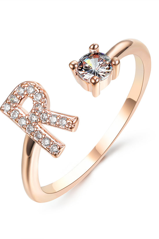 New Design Adjustable 26 Initial Letter Ring Fashion Jewelry For Women Simple Elegant Jewelry