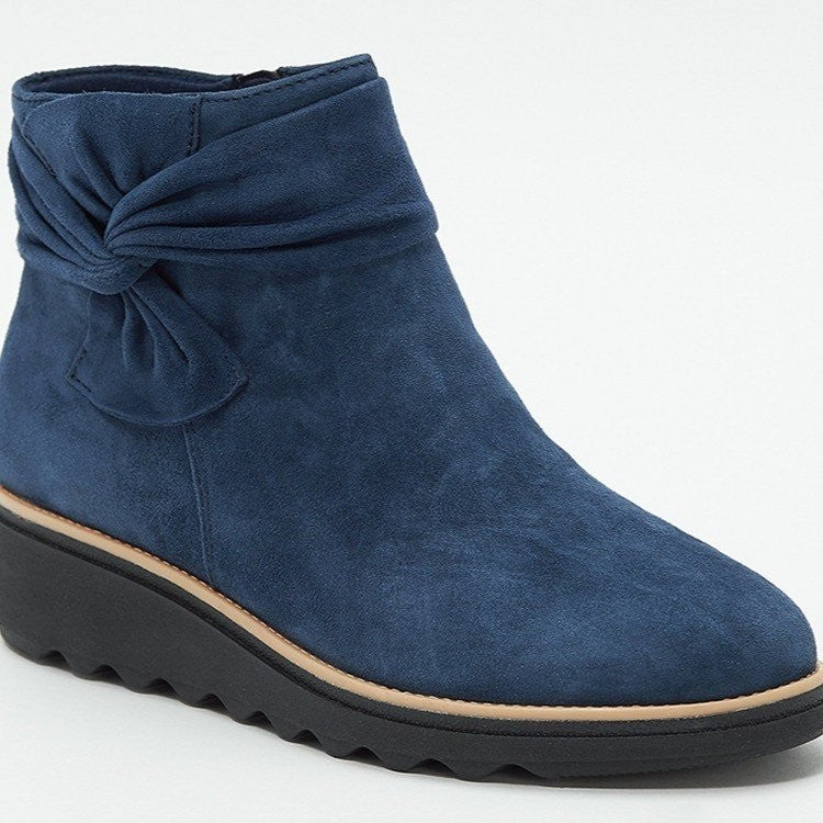 Bowknot Wedge Heel Short Tube Casual Plus Size Women's Shoes