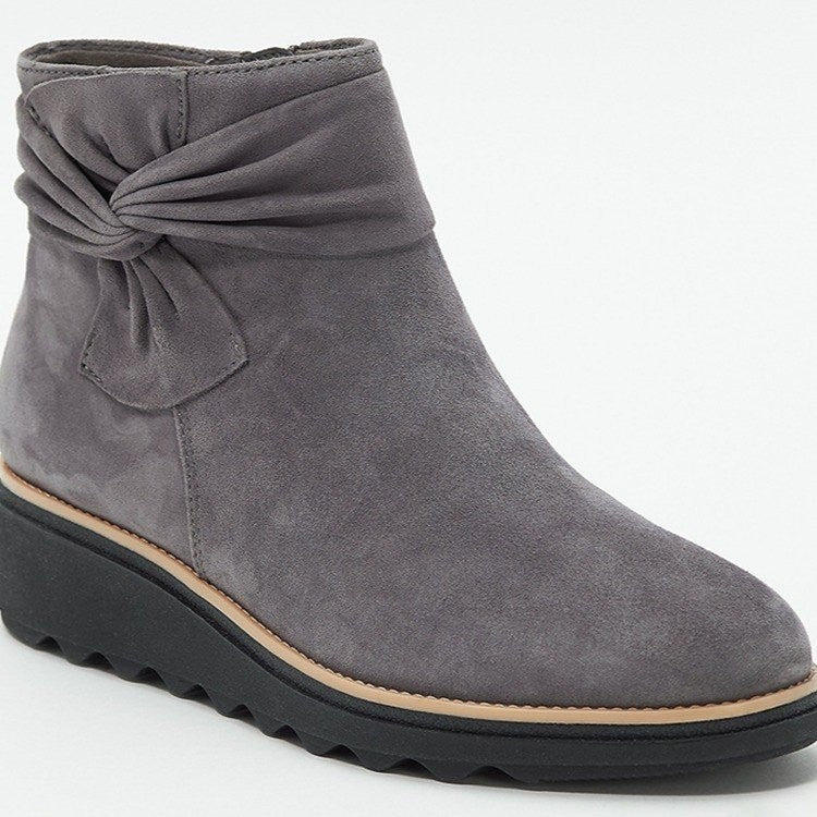 Bowknot Wedge Heel Short Tube Casual Plus Size Women's Shoes