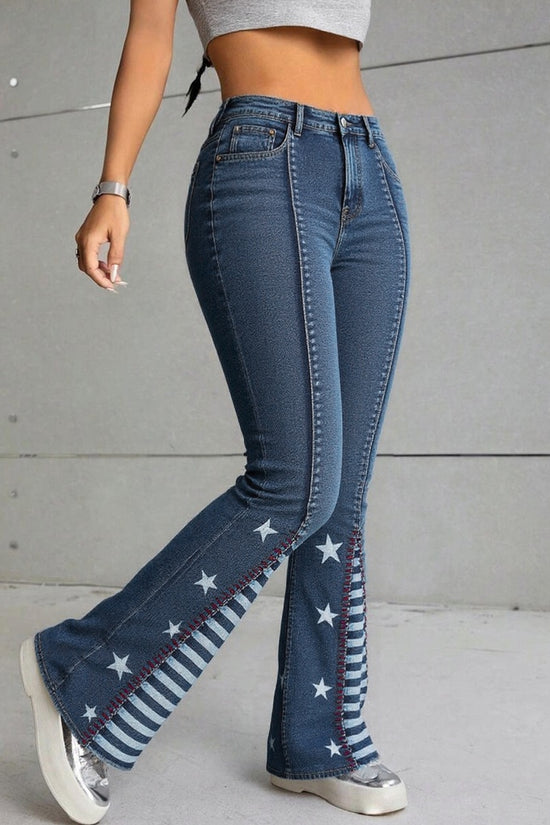 Vintage Star Pattern Jeans Forbidden Platform - Temu