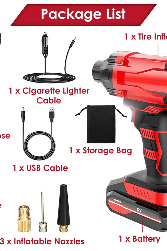 1Pc 150PSI Cordless Car Tire Inflator Rechargeable  2V Portable Electric Air Compressor With LED Light For Car Bike Motorcycle Ball