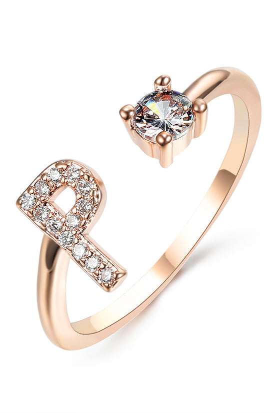 New Design Adjustable 26 Initial Letter Ring Fashion Jewelry For Women Simple Elegant Jewelry