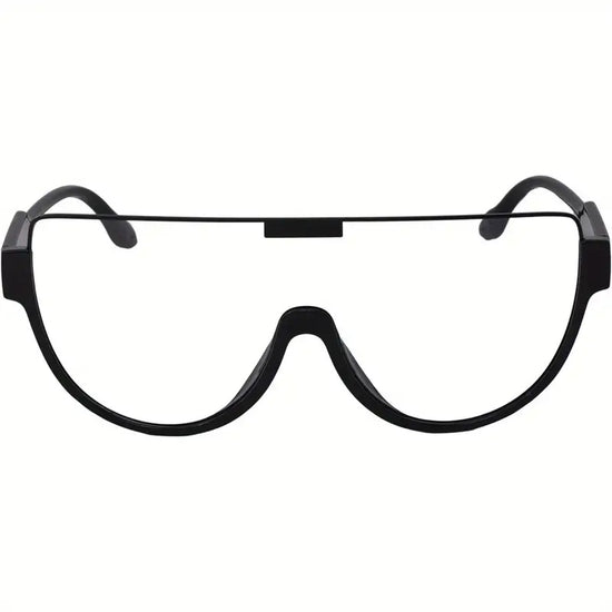 2D Flat - Stylish Large Size Flat Top Trendy Glasses, Unisex - Black Frame, Oversized One-Piece Lenses-Selling On Temu Is Prohibited