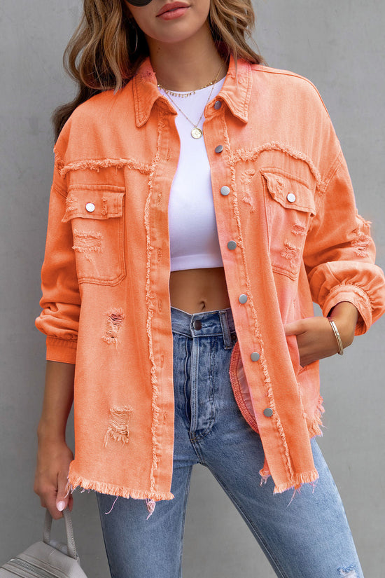 Fashion Ripped Shirt Jacket Female Autumn And Spring Casual Tops Womens Clothing