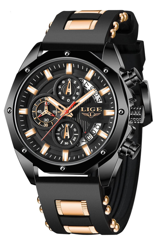 Fashion Mens Watches Top Brand Luxury Silicone Sport Watch Men Quartz Date Clock Waterproof Wristwatch Chronograph
