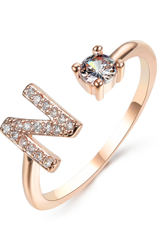New Design Adjustable 26 Initial Letter Ring Fashion Jewelry For Women Simple Elegant Jewelry