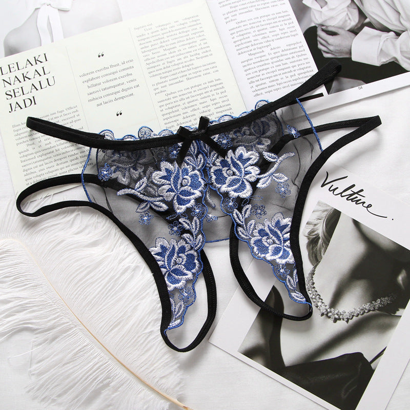 Women's T-shaped Transparent Lace Crotch Panties