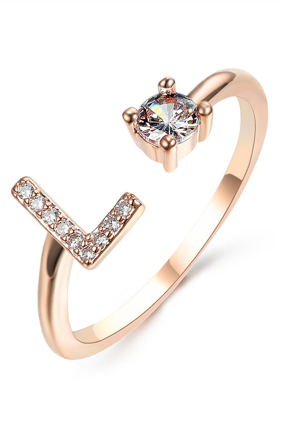 New Design Adjustable 26 Initial Letter Ring Fashion Jewelry For Women Simple Elegant Jewelry