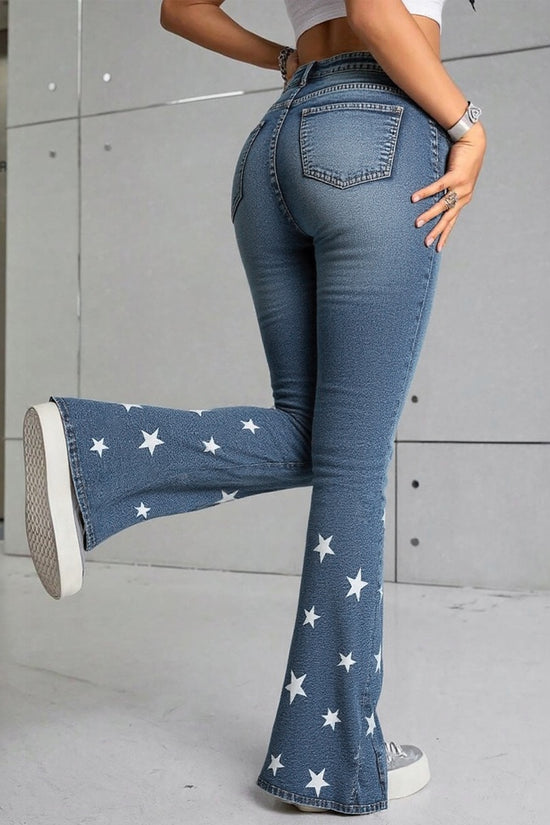 Vintage Star Pattern Jeans Forbidden Platform - Temu