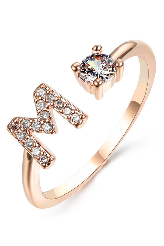 New Design Adjustable 26 Initial Letter Ring Fashion Jewelry For Women Simple Elegant Jewelry