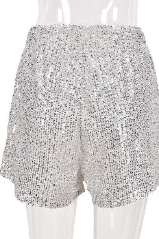 Ladies Fashion Loose Sequin Belt Shorts