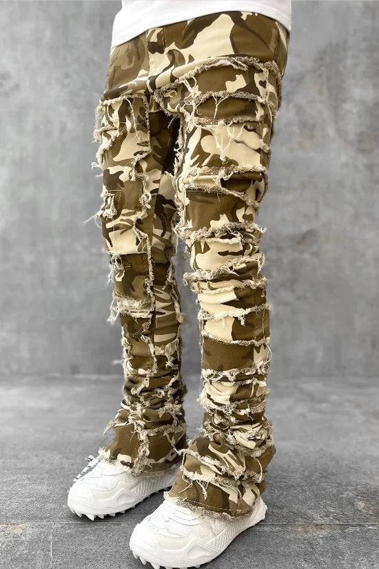 Fashion Stretch Patch Mens Jeans Patchwork Creative Tassels Decoration Straight Denim Trousers for Men Hip Hop Jean Pants