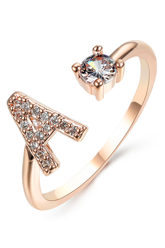 New Design Adjustable 26 Initial Letter Ring Fashion Jewelry For Women Simple Elegant Jewelry