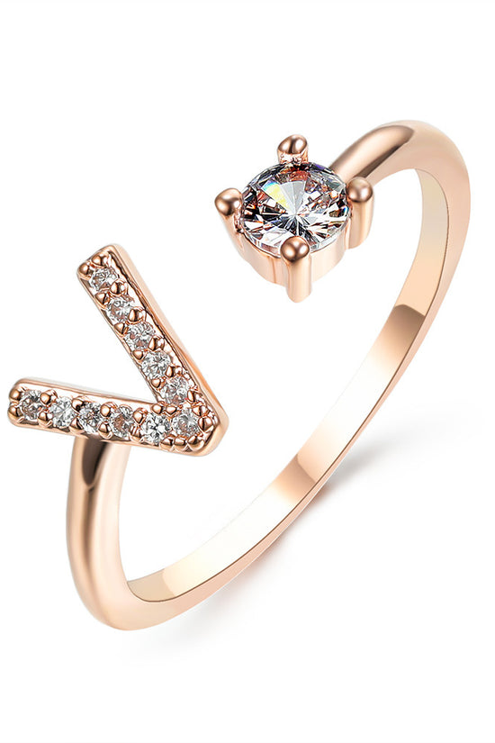 New Design Adjustable 26 Initial Letter Ring Fashion Jewelry For Women Simple Elegant Jewelry