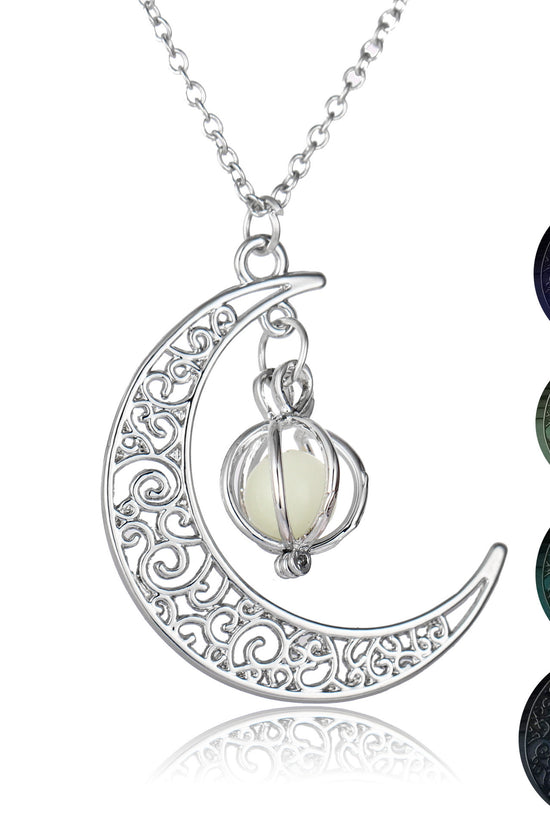 Fashion Moon Natural Glowing Stone Healing Necklace Women Gift Charm Luminous Pendant Necklace Jewelry