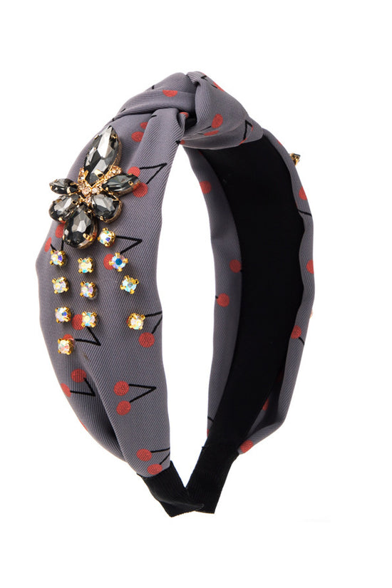 Cherry Print Mid-knot Headband Temperament Wild Headwear