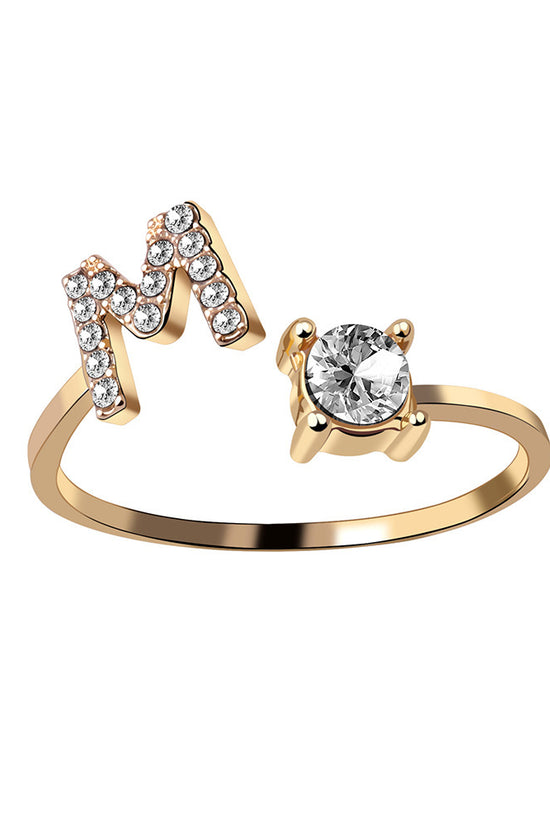 New Design Adjustable 26 Initial Letter Ring Fashion Jewelry For Women Simple Elegant Jewelry
