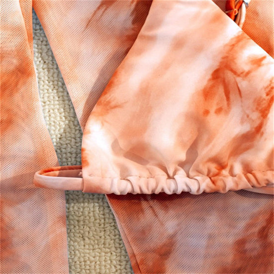 European And American Tie-dye Mesh Bikini