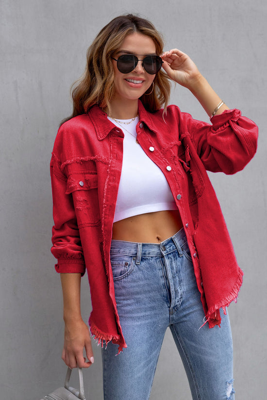 Fashion Ripped Shirt Jacket Female Autumn And Spring Casual Tops Womens Clothing