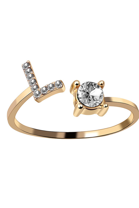 New Design Adjustable 26 Initial Letter Ring Fashion Jewelry For Women Simple Elegant Jewelry