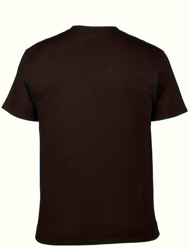 Men'S Casual  T-Shirt With Cute Pumpkin Print, Round Neck, Regular Fit, Thanksgiving Graphic Tee For Outdoors  No Stretch, All Seasons