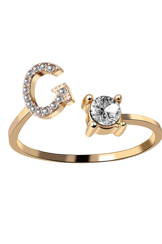 New Design Adjustable 26 Initial Letter Ring Fashion Jewelry For Women Simple Elegant Jewelry