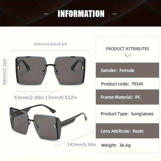 2D Flat - Stylish Large Size Flat Top Trendy Glasses, Unisex - Black Frame, Oversized One-Piece Lenses-Selling On Temu Is Prohibited