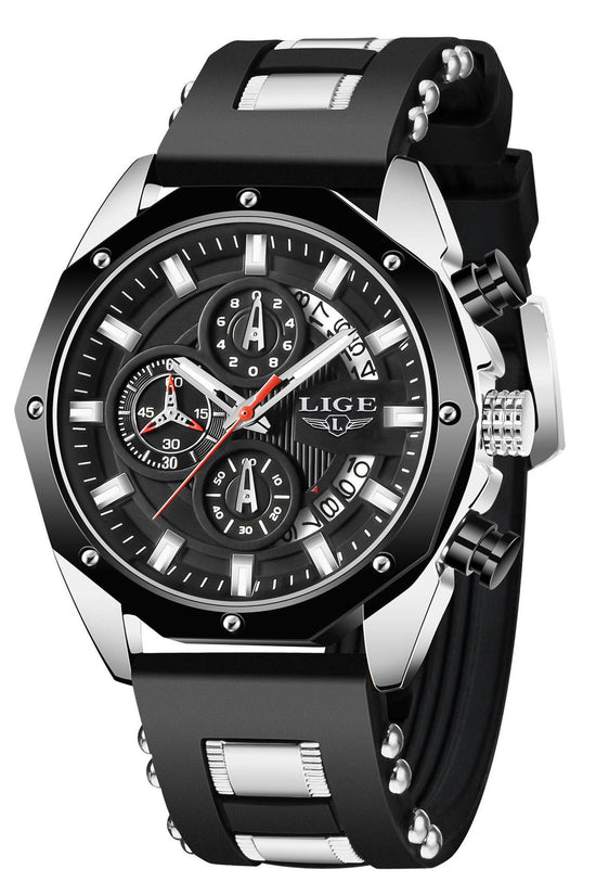 Fashion Mens Watches Top Brand Luxury Silicone Sport Watch Men Quartz Date Clock Waterproof Wristwatch Chronograph