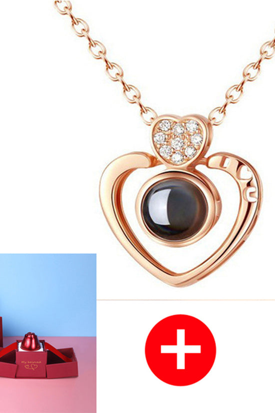 Hot Valentine's Day Gifts Metal Rose Jewelry Gift Box Necklace For Wedding Girlfriend Necklace Gifts